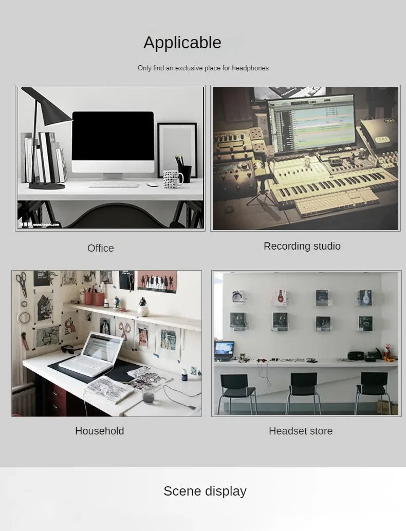 Curved Aluminum Headphone Stand Rack Sturdy Metal Gaming Headset Earphone Holder Hanger with Solid Base for Table Desk Display
