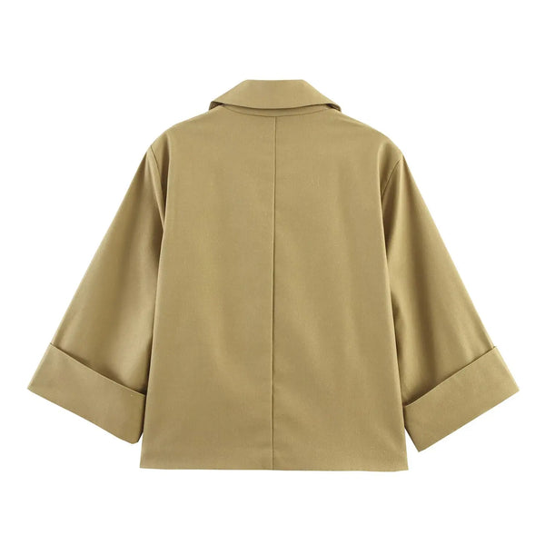 Women's clothing early autumn new fashionable casual temperament linen short suit jacket versatile