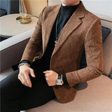 Man Suits and Blazers Single Breasted New In Coats Clothing Handsome Elegant Corduroy Jacket for Men Spring Clothes Fashionable