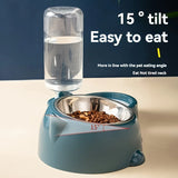 Pet supplies Integrated pet feeder Automatic water dispenser Anti-slip inclined stainless steel bowl Suitable for cats and dogs