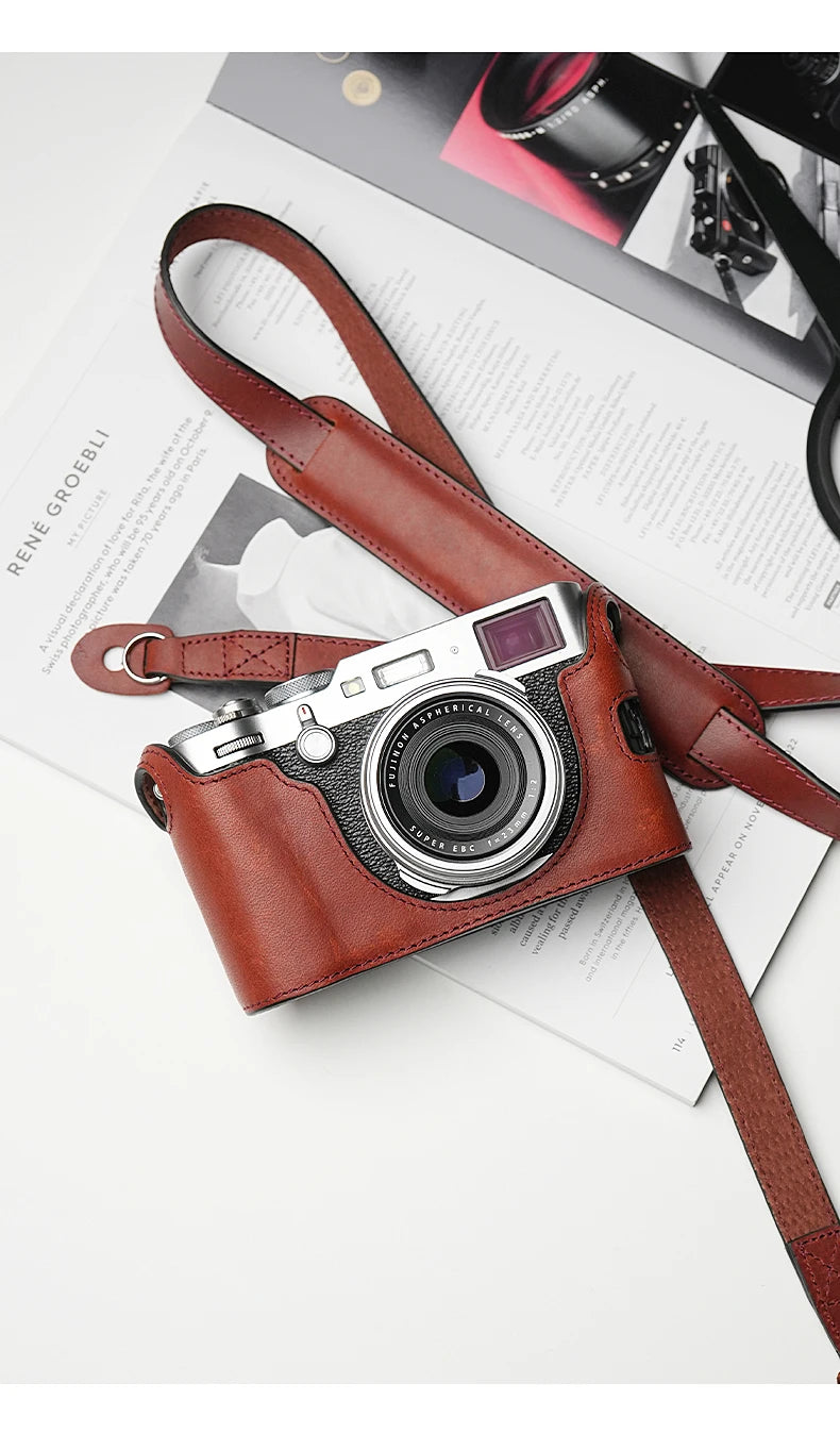 Mr.stone Handmade Genuine Leather Camera Strap For sony a7cR fujifilm XT5 Leica M1 Camera Shoulder Sling Belt (Shoulder support)