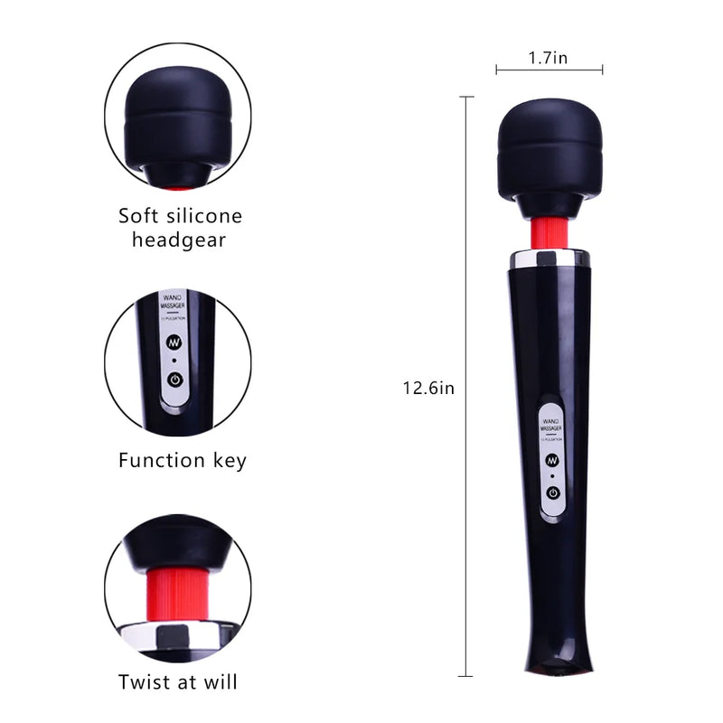 Multifunctional massage stick 10-frequency powerful vibrator Silicone material USB rechargeable large vibration massage stick