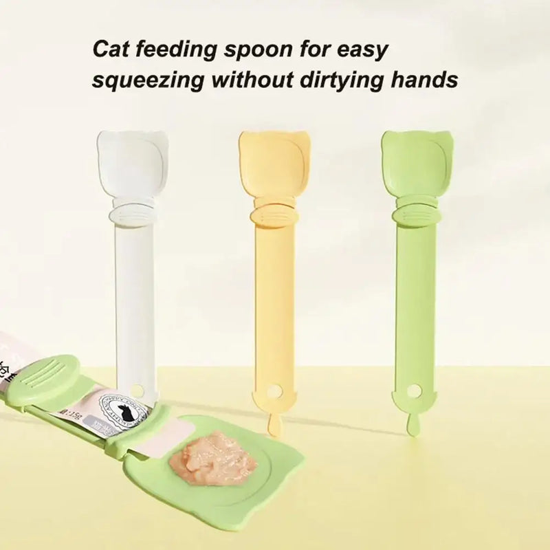 Pet Feed Spoon Food Scoop Cat Strip Squeezer Feeder Dispenser Indoors Puppy Kitten Snack Liquid Food Scoop Kitty Pet Supplies