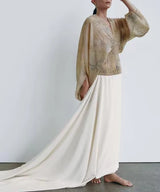 Women's clothing autumn new products European and American style retro women's clothing French lazy style printed shirt