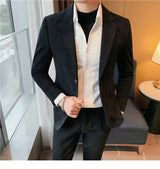 Man Suits and Blazers Single Breasted New In Coats Clothing Handsome Elegant Corduroy Jacket for Men Spring Clothes Fashionable