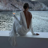 Women's Clothing Autumn New Style High-end Temperament Sexy Backless Dress Long Skirt Slim Fit Long Sleeved Dress