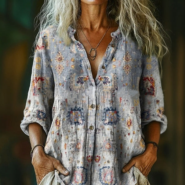 European And American Leisure Floral 3D Printed Shirt Women's Clothing