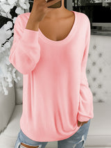 Casual Loose Solid Color Retro Round Neck Long Sleeve Sweater