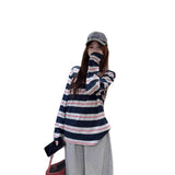 Round Neck Loose Striped Women's Long Sleeve