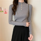Half Turtleneck Pullover Sweaters Women's Clothing Slim Fit