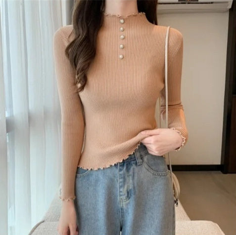 Half Turtleneck Pullover Sweaters Women's Clothing Slim Fit