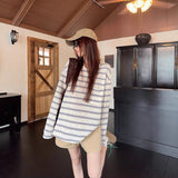 Round Neck Loose Striped Women's Long Sleeve