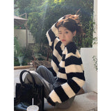 Striped Short Style Women's Knitted Sweater