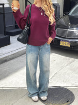 Solid Color Long Sleeve Sweaters Women's Clothing